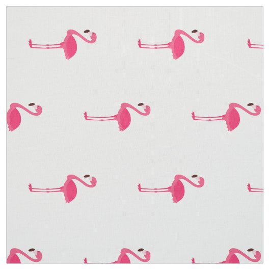 Tropisch rosa Flamingos auf Weiß Stoff (Muster)