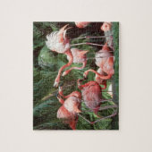 Tropisch rosa Flamingos Familie Ruhe Spaß Puzzle (Vertikal)