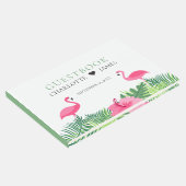 Tropisch rosa Flamingos farbenfrohe Blume Hochzeit Gästebuch (Ecke)