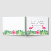Tropisch rosa Flamingos farbenfrohe Blume Hochzeit Gästebuch (Voll)