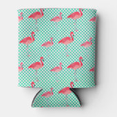 Tropisch rosa Flamingos mit Minze Polka Docks Dosenkühler (Vorderseite)