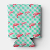 Tropisch rosa Flamingos mit Minze Polka Docks Dosenkühler (Rückseite)