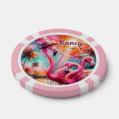 Tropisch rosa Flamingos Palmen Bäume Personalisier Pokerchips (Einzeln)