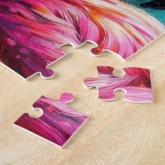 Tropisch rosa Flamingos Palmen Bäume Personalisier Puzzle (Seite)