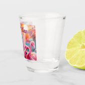 Tropisch rosa Flamingos Palmen Bäume Personalisier Schnapsglas (Rechts)