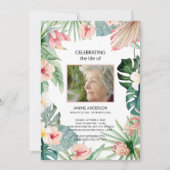 Tropisch-rosa Foto zum Leben Einladung (Vorderseite)