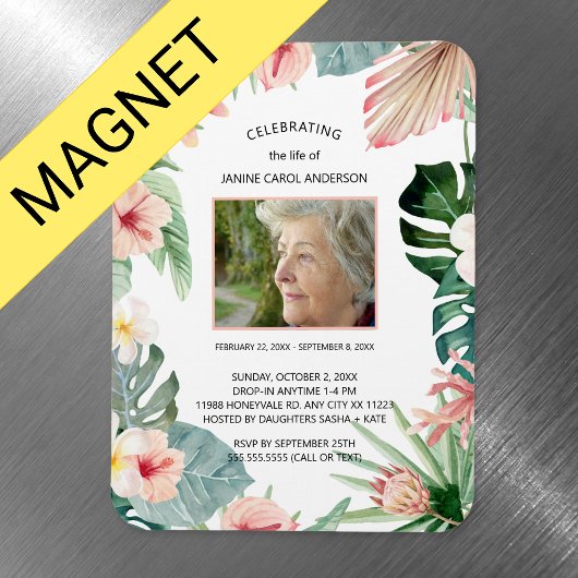 Tropisch-rosa Foto zum Leben Magnet