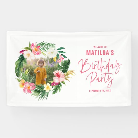 Tropisch-rosa-gelbe Flamingo Stilvoll Banner (Horizontal)