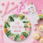 Tropisch-rosa-gelbe Flamingo Stilvoll Pappteller (Party)