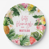 Tropisch-rosa-gelbe Flamingo Stilvoll Pappteller (Vorderseite)