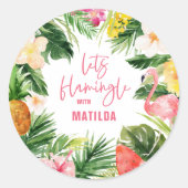 Tropisch-rosa-gelbe Flamingo Stilvoll Runder Aufkleber (Vorderseite)