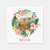 Tropisch-rosa-gelbe Flamingo Stilvoll Serviette (Vorderseite)