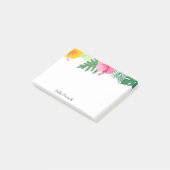 Tropisch rosa gelber Hibiskus nach dem Einlesen Post-it Klebezettel (angewinkelt)