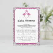 Tropisch rosa Glitzer Flamingo Sicherheitsmaßnahme Begleitkarte (Stehend Vorderseite)