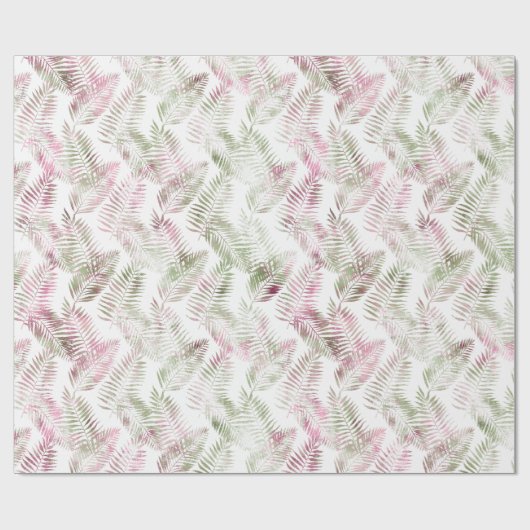 Tropisch rosa grüne Blätter Geschenkpapier (Flach)