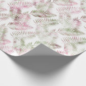 Tropisch rosa grüne Blätter Geschenkpapier (Ecke)