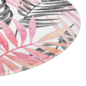 Tropisch rosa grüne Blätter Wasserfarbe Schneidebrett (Ecke)