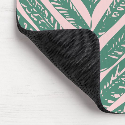 Tropisch-rosa-grüne botanische Natur Personalisier Mousepad (Ecke)