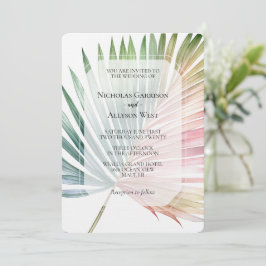 Tropisch-rosa-grüne Leaf-Hochzeit Einladung