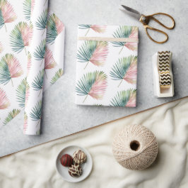 Tropisch-rosa-grüne Leaf-Hochzeit Geschenkpapier