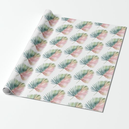Tropisch-rosa-grüne Leaf-Hochzeit Geschenkpapier (Ungerollt)