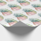 Tropisch-rosa-grüne Leaf-Hochzeit Geschenkpapier (Ecke)