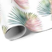 Tropisch-rosa-grüne Leaf-Hochzeit Geschenkpapier (Rolleneckpunkt)
