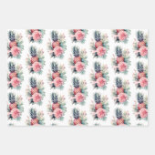 Tropisch-rosa-grüne Leaf-Hochzeit Geschenkpapier Set (Vorderseite 2)