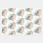 Tropisch-rosa-grüne Leaf-Hochzeit Geschenkpapier Set (Vorderseite)