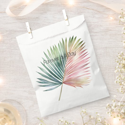 Tropisch-rosa-grüne Leaf-Hochzeit Geschenktütchen (Ausgeschnitten)