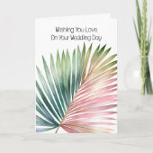 Tropisch-rosa-grüne Leaf-Hochzeit Karte (Vorderseite)