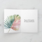 Tropisch-rosa-grüne Leaf-Hochzeit Karte (Innenseite)