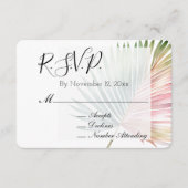 Tropisch rosa grünes Leaf Wedding RSVP Begleitkarte (Vorderseite)