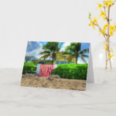 Tropisch rosa Grußkarte Karte (Gelbe Blume)