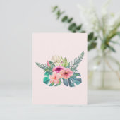 Tropisch rosa Hibiskus Blume Postkarte (Stehend Vorderseite)
