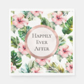 Tropisch-rosa-Hibiskus-Blumenhochzeit Serviette (Vorderseite)