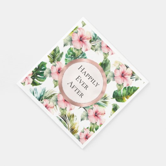 Tropisch-rosa-Hibiskus-Blumenhochzeit Serviette (Ecke)