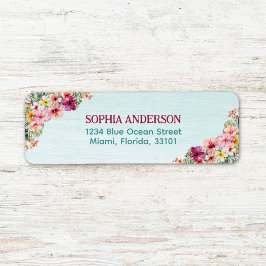 Tropisch rosa Hibiskus Blumenkohle Rücksendeadress