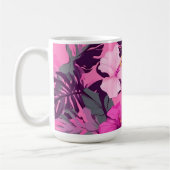 Tropisch-rosa Hibiskus - Blumenmuster mit Blätter Kaffeetasse (Links)