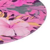 Tropisch-rosa Hibiskus - Blumenmuster mit Blätter Schneidebrett (Ecke)