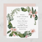 Tropisch rosa Hibiskus Blumenspülung Einladung (Vorne/Hinten)