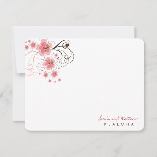 Tropisch-rosa Hibiskus Hochzeit Vielen Dank Note C Mitteilungskarte (Vorderseite)