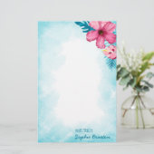 Tropisch rosa Hibiskus Personalisiert Stationierun (Stehend Vorderseite)