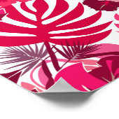 Tropisch rosa Hibiskus und Monstera Blätter Muster Poster (Ecke)