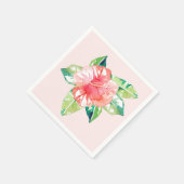 Tropisch rosa Hibiskus Wasserfarbe Restaurant Dell Serviette (Ecke)