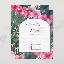 Tropisch-rosa Hochzeit RSVP Karte