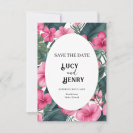 Tropisch-rosa Hochzeit Save The Date