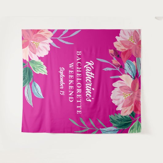 Tropisch-rosa Junggeselinnen-Abschied Wandteppich (Vorderseite (Horizontal))