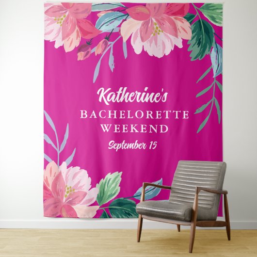 Tropisch-rosa Junggeselinnen-Abschied Wandteppich (Beispiel)