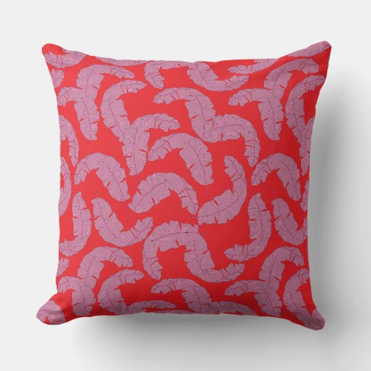 Tropisch rosa Leaf Cushion - Rotes dekoratives Kis Kissen (Vorderseite)